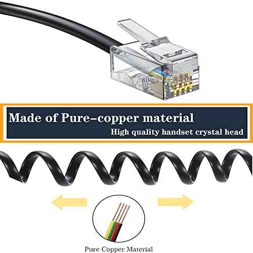 RJ9 4P4C Telephone Cord£¬Telephone Handset Cord,Coiled Wire 10 Pack 8Ft Uncoiled / 1.4Ft Coiled Landline Phone Handset Cable RJ9 4P4C Telephone Accessory -20 Pack