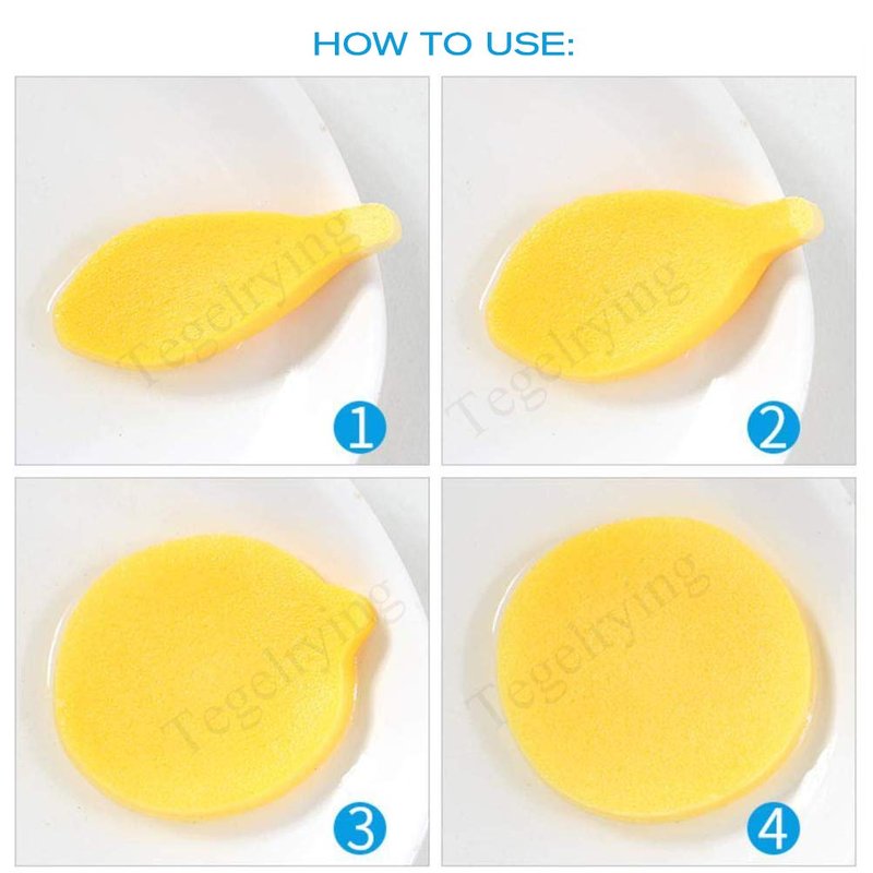 Tegelrying Facial Sponge Compressed,60 Pcs PVA Professional Makeup Removal Wash Round Face Sponges Spa Pads Exfoliating Cleansing for Women,Yellow