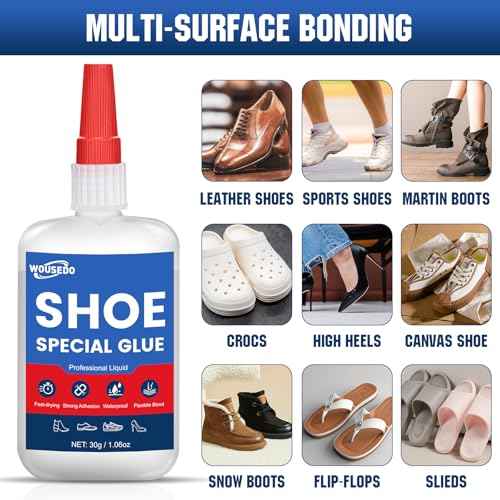 30g x 2 Pcs Shoe Glue - Quick Dry Strong Adhesive for Shoe Repair, Boots, Sneakers, Heels, Hiking Shoes, Leather, Handbags -Waterproof & Flexible.