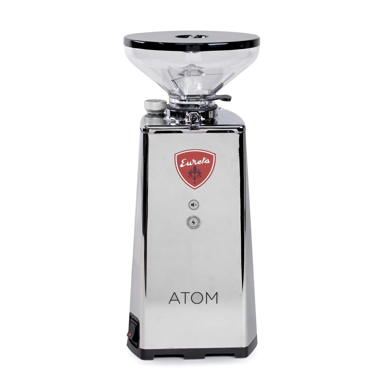 Eureka Atom Specialty 75 Commercial Espresso Grinder - Short Hopper | 75mm Flat Burrs | Silent Technology | Timed Dosing | Stepless | (Chrome)