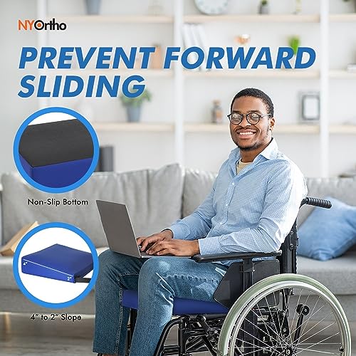 NYOrtho Wheelchair Gel Seat Cushions - Wedge - Shaped Gel- Foam Cushion Wheelchairs -Office Chairs - Car Seats - More - Firm Foam Quick Release Straps Non - Slip Bottom - Made in USA