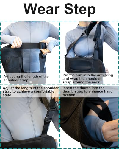 Arm Sling, Upgraded Straps, Ultimate Comfort, Convenient Pocket, Arm Sling Shoulder Immobilizer for Shoulder Injury, Elbow Injury, Wrist Injury, Fractured Bones, Rotator Cuff Support (L)