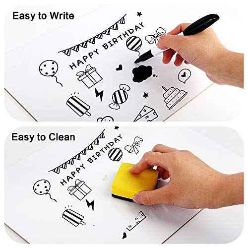 Dry Erase Lapboards, HERKKA 25 Pack Double Sided Dry Erase Lap Boards 9 x 12.5 Inch, 25 Markers, 25 Erasers, Small Dry Erase Boards for Students Classroom Teacher Supplies
