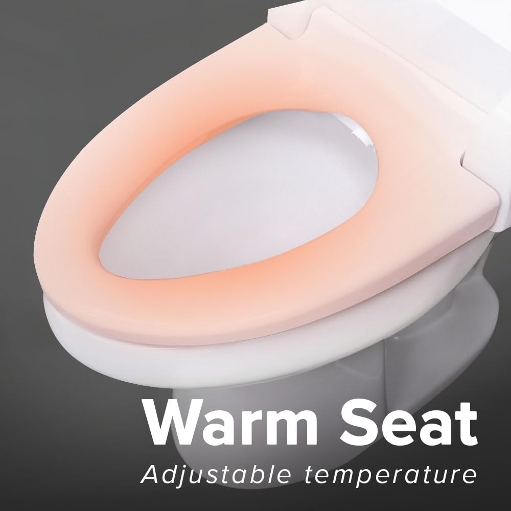 SmartBidet® SB-2000WE Electric Smart Bidet Toilet Seat with Heated Seat, Warm Air Dryer, Temperature Control Wash, and Control Panel, Elongated Seat