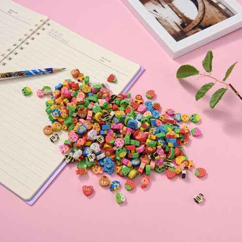 400PCS Mini Fun Cute Fruit Animal Erasers for Kids Bulk,Back to School Party Gifts Valentine's Day Gifts (Fruit erasers)