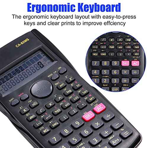 Saillong 18 Pieces 2-Line Engineering Scientific Calculator, Black Function Fractions Math Calculator for Business Office College High School Student Teacher