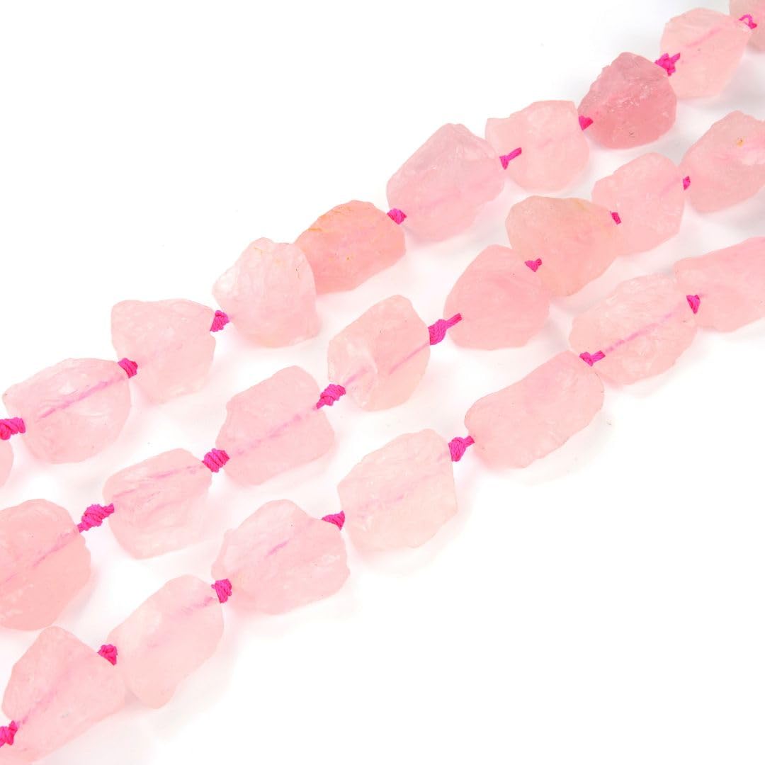 Adabele 15 Inch Natural Raw Pink Rose Quartz Crystal Healing Gemstone Loose Beads Drilled Large Nugget Rough Chakra Gem Stone Spacer GA-C8