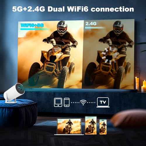 Mini Projector, Support 4K 1080P Portable Projector with Dual Band WIFI6 5G Wireless 5.2 Bluetooth Android 11, 200 ANSI Lumens, 180¡Æ Rotatable, Auto Keystone Correction,35"-130" Screen Video Projector