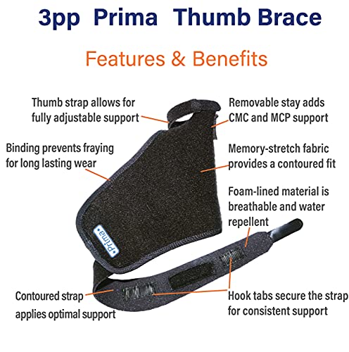 3pp Prima Thumb Brace, Adjustable Brace for CMC Thumb Arthritis and Other Injuries, Left Hand, Size Medium