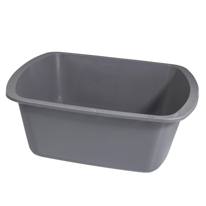 Vakly Wash Basins – Rectangular Plastic Hospital Bedside Soaking Tub (Pack of 5) Small 7 Qt Graduated Bucket - Portable Washbasin for Washing, Cleaning, Foot Bath, Dishes, Face Cleansing Bowl (5)