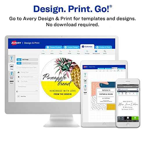 Avery Matte White Removable Round Labels, Sure Feed Technology, Print-to-The-Edge, 1" Diameter, 2,400 Removable Labels, Laser/Inkjet Printable