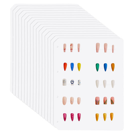 SUPERFINDINGS 16 Sheets Clear Press On Nail Organizer Pages 29.5x22cm Fales Nails Storage Insert Pages Polish Color Plastic Display Holder Binder Page (Suitable for A4 False Nails Binder Book)