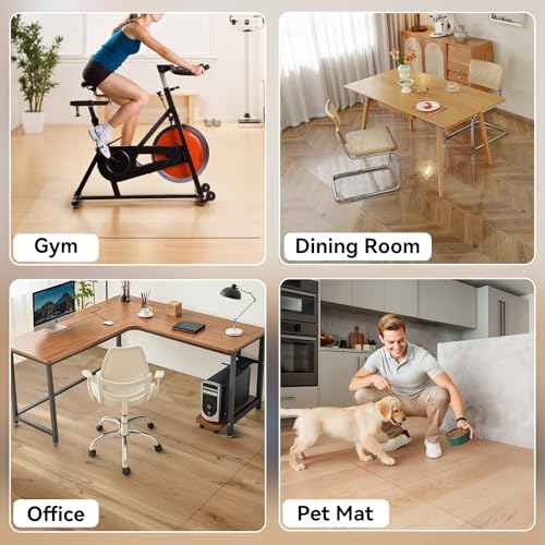 Clear Chair Mat for Hardwood Floor, 48 x 60 Inch Large Office Chair Mat, Plastic Floor Protector, 4'¡¿5' Area Rug for Living Room, Heavy Duty Wood Tile Floor Mats for Home Laundry Dining Area