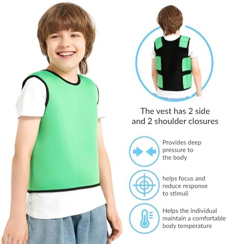Sensory Compression Vest for Kids Sensory Processing Disorder Vest Breathable, Form-Fitting, Kids