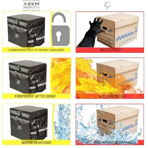 Water/Fire Proof Safe For Home Documents with Lock & a Envelope Fire/Water Proof - Next of Kin Box Organizer - Instacrate End of Life Document Organizer (Homelike)
