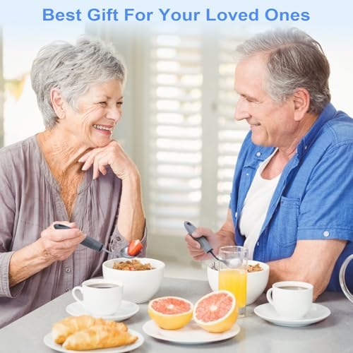 Adaptive Utensils,Weighted Utensils for Hand Tremors,Utensils for Parkinsons Patients,Elderly,Arthritis,Weak Hand Grip,Tremors&Handicapped.Stainless Steel Knife,Fork and Spoons Set (5pcs Right-Handed)