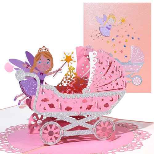 New Baby Pop Up Card for Girls, Welcome New Baby Cards, for Baby Shower, Newborn, Congratulations.