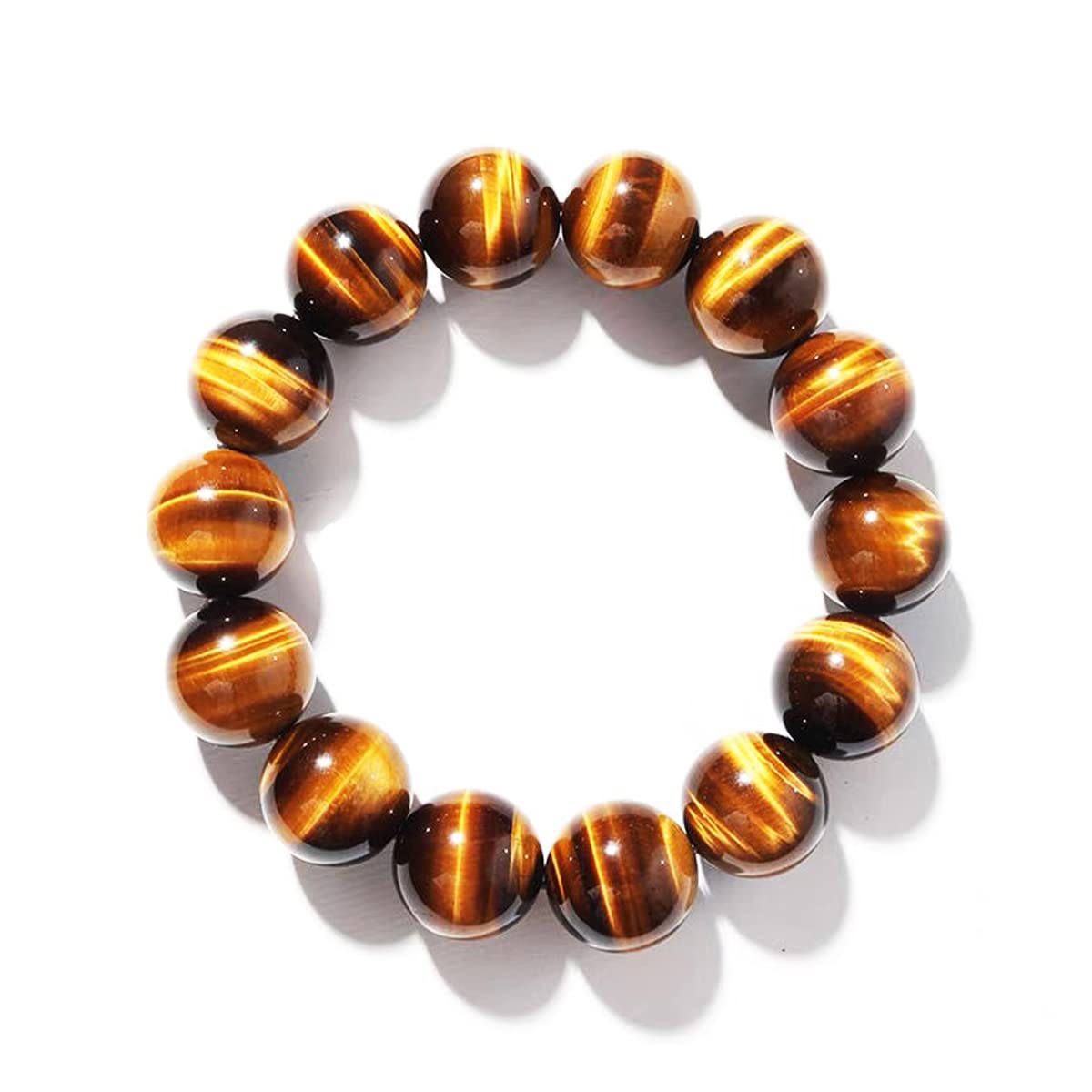 16MM Tiger Eye Bracelet for Unisex Big Beads for Men| Real International Gemstones for Anxiety Stress Diabete Relief | Bring Wealth Good Luck, Unique choice for Friends Lovers, Come with Beading Kit