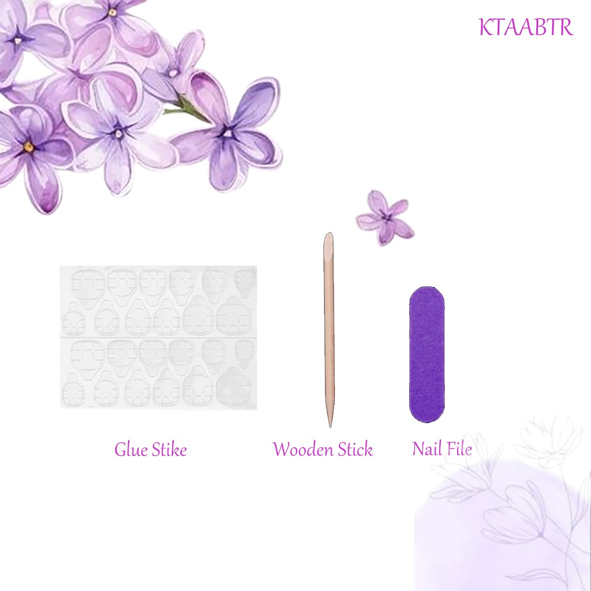 KTAABTR Blue Press on Nails Short Square Fake Nails with Glue Blue Glossy Acrylic Nails Design Spring White Flower Stick on Nails for Women Girls DIY Manicure Full Cover False Nails Decoration Supply