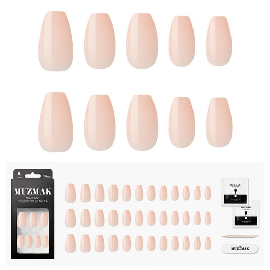 MUZMAK Reusable NJeans Press on Nails | 36 Fake Nails Kit with Toe Shoes Coffin Designs | Glue On Nails for Women Gift with K-POP Style