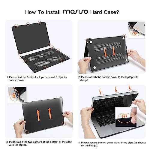 MOSISO Compatible with MacBook Air 15 inch Case 2025 2024 2023 Release M4 A3241 M3 A3114 M2 A2941, Plastic Hard Shell&Carrying Sleeve Bag&Keyboard Cover&Webcam Cover&Screen Protector, Black