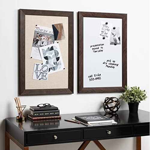DesignOvation Beatrice Framed Magnetic Dry Erase Board, 18x27, Walnut Brown
