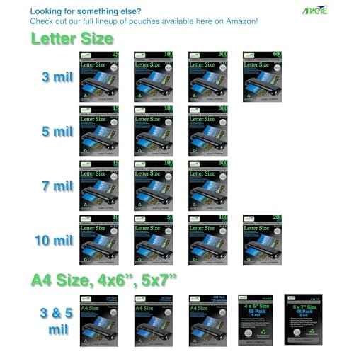 Apache Laminating Pouches 3 mil, for 8.5 x 11 inch Letter Size Paper, 9 x 11.5 inch Sheets, 300 Pack, Office and School Supplies, Thermal Laminator, Super Clear Sheets, 300-Pack, 3mil, Letter Sized