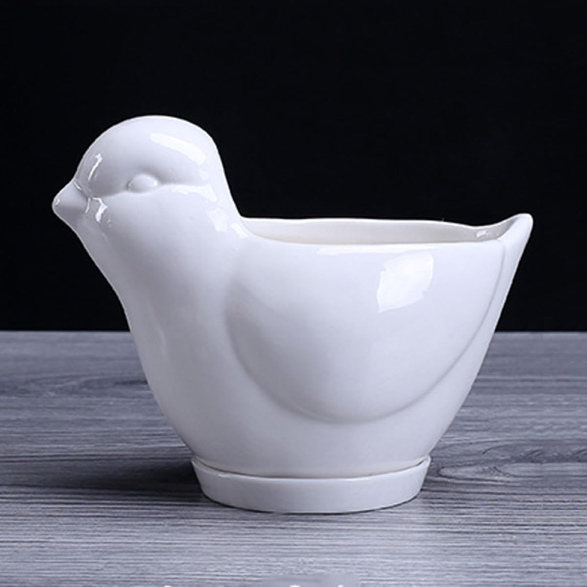 HANABASS Ceramic Succulent Plant Pot Bird Shape White Small Flower Pot Saucer Indoor Desktop Planter for Home Garden Decor