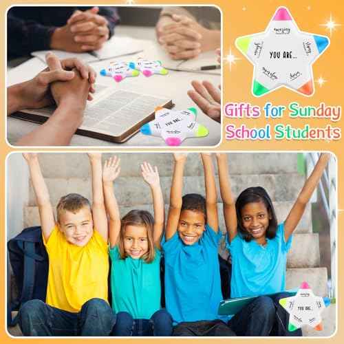 50 Pcs Christian Gifts Bible Highlighters and Pens No Bleed Inspirational Highlighters Brush Tip Bulk Church Sunday School Gift Bible Study Supplies Religious Stationery