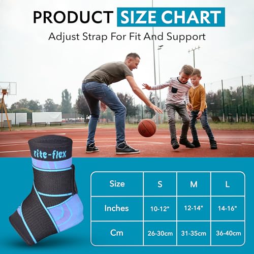 3-in-1 Ankle Compression Sleeve with Silicone Heel Pad - Ankle Brace for Sprains, Foot Fatigue, Post Surgery, Plantar Fasciitis Relief & Support (1, Small)