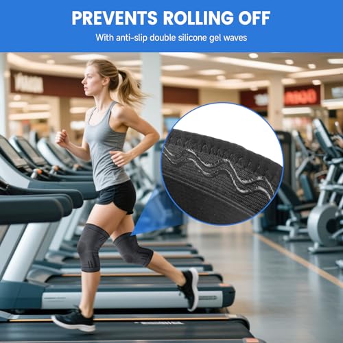 Compression Knee Brace for Women Men 2 Pack Compression Knee Sleeve Knee Brace for Knee Pain Arthritis Meniscus Tear Knee Support for Running Workout Wrestling Weightlifting Sport Athletics Black M