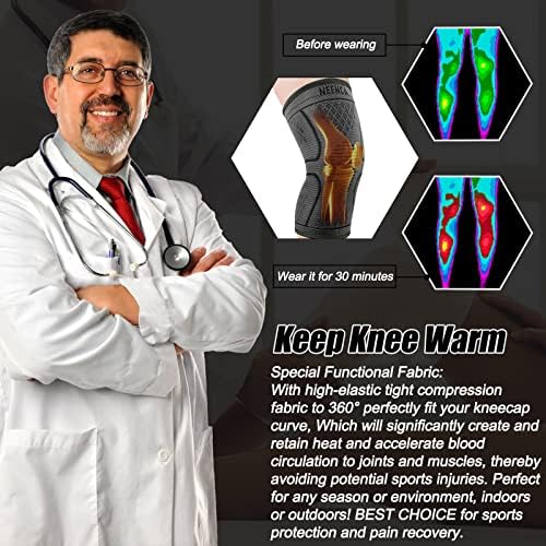 NEENCA Knee Braces for Knee Pain -2 Pack Knee Sleeves for Knee Pain Set, Knee Brace Compression Sleeves, Knee Support for Sports, Running, Meniscus Tear, ACL, PCL, Women & Men...