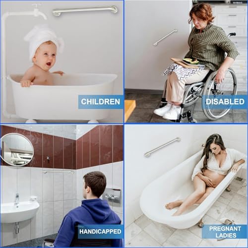 48' Smooth Grip 304 Stainless Steel Grab Bars for Seniors, ADA Shower Bars Safety Holds Upto 400lbs, Grab Bars for Bathtubs and Showers