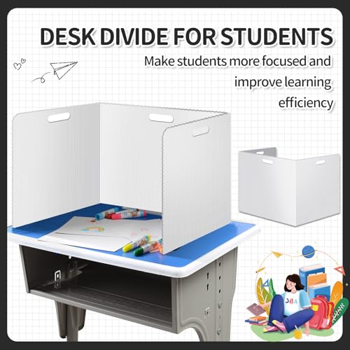 30 Pcs Desk Dividers for Students 14 ¡¿ 17.5 ¡¿ 14 Inch Plastic Durable and Waterproof Privacy Folders Shields Test Dividers with Classroom Privacy Boards for School Study Teacher Supplies (White)
