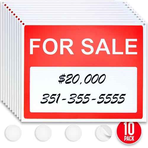 ASSURED SIGNS For Sale Signs For Vehicles - 10 Pack - 14.25" X 11.25" - 0.2" Thick - Ideal For Sale Sign for Garage, Yard, Home or Business or for use in Cars, Trucks or Other Vehicles