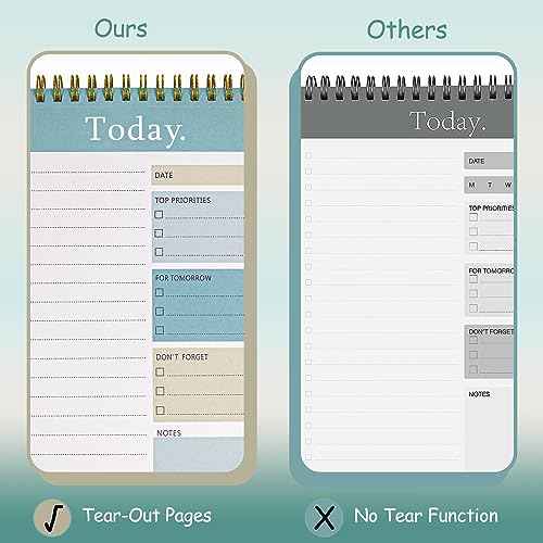 3 Pack To Do List Notepad, 52 Sheets Mix Color Tear Off, 6.5" x 9.8" Double Sided Spiral Checklist Planning Notebook for Adults and Kids Classroom Office Gifts(Blue, Green, Purple)