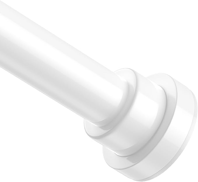 Shower Curtain Rod 31-76 Inch,0.87"Diameter Adjustable Spring Tension Curtain Rods No Drill,Ivory White Shower Tension Rod for Bathroom,Room Divider,Window,Anti-Rust Non-Slip 2-Pack