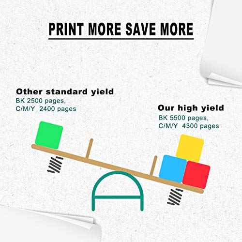 4 Packs 6510 6515 Compatible Toner Cartridges[ Extra High Yield ] 5500 Pages BK, 4300 Pages CMY for Xerox Phaser Printers 6510dni 6510dnm 6510n 6510dn WorkCentre 6515dni 6515dnm 6515 6515n 6515dn