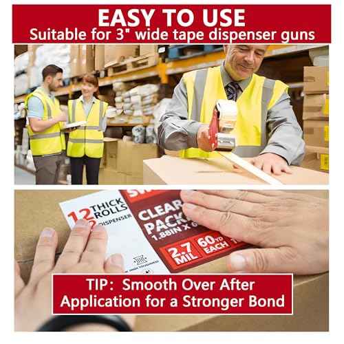 SWRT 2.7Mil Thick Ultra Clear Packing Tape, 24 Rolls Heavy Duty Packaging Tape for Shipping Packaging Moving Mailing, Thicker Sealing Tape-1.88" x 60 Yards Per Roll, 1440 Total Yards