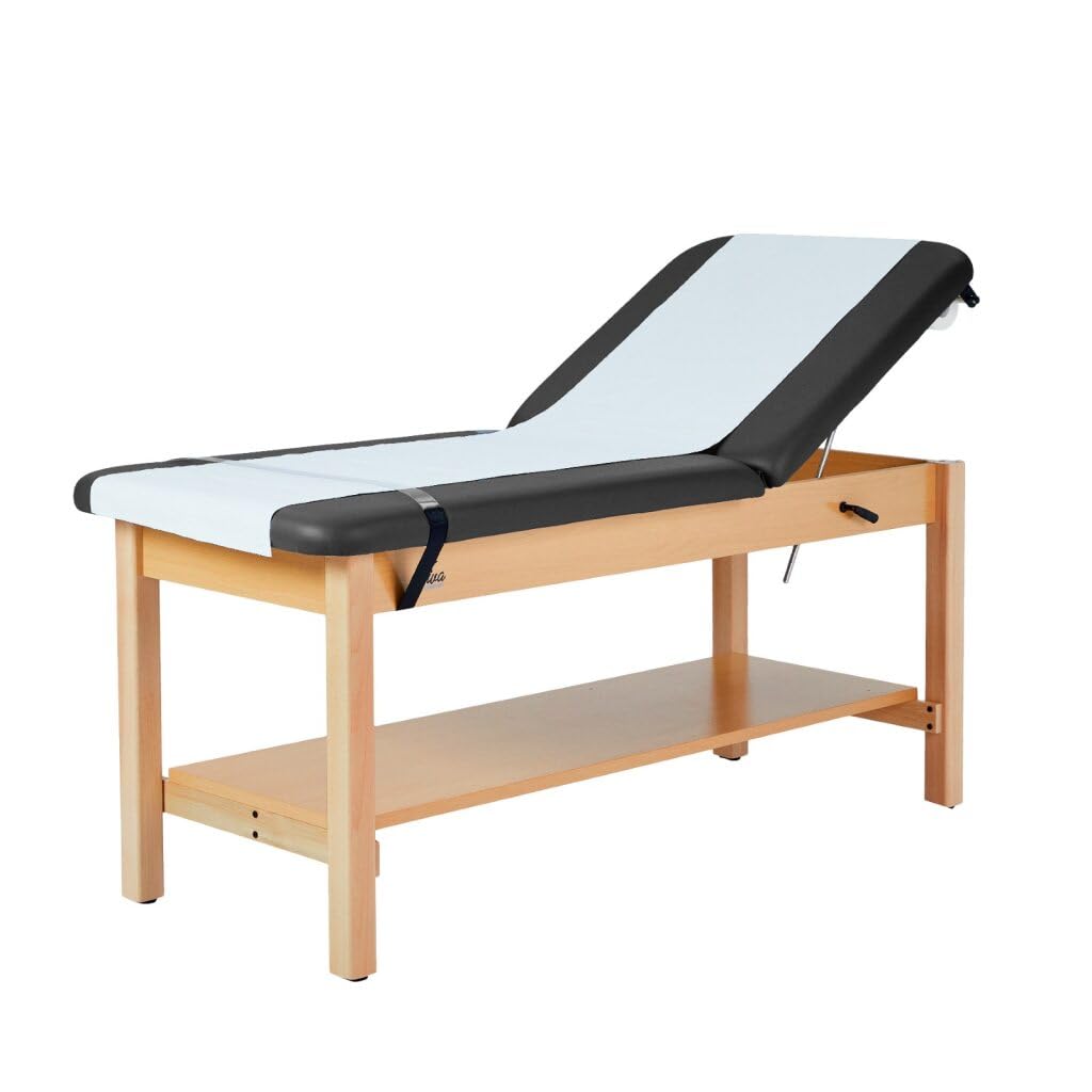 Vivacomfort Aristo H-Brace Tilted Treatment Table with Shelf, 500 lbs Weight Capacity, Black