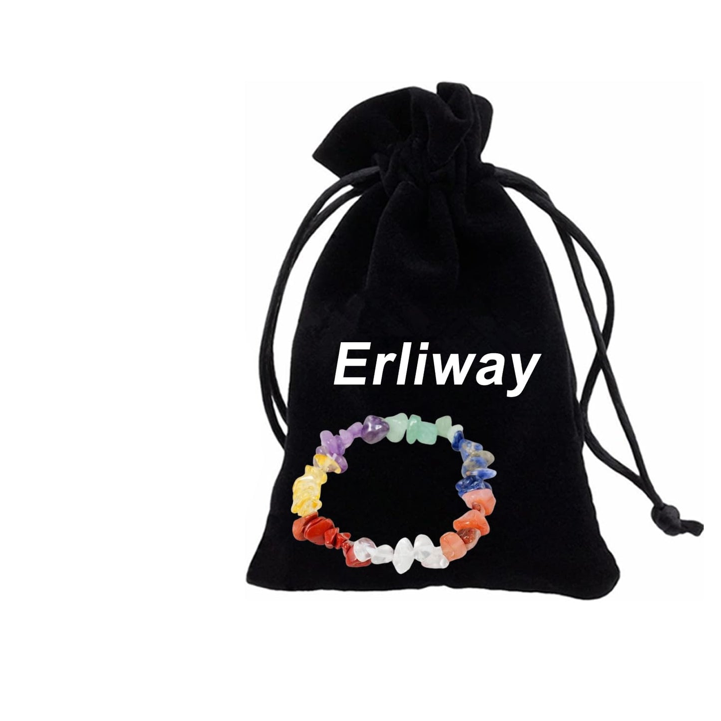 Erliway 7 Chakra Crystals Bracelet Irregular Beads Stretch Bracelet Healing Crystals Chips Bracelet Natural Gemstone Bracelets for Women Jewelry Reiki Meditation