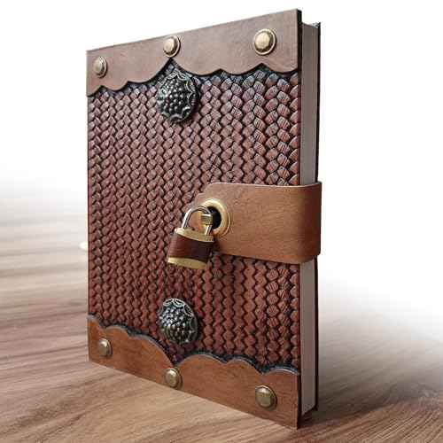 Antique Door Design Lockable Diary with Padlock, Handmade Leather Journal with Lock, Gift for Men Women Lined Paper Diary With Lock, 384 Pages Big size Journal for Writing Diary