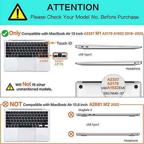 Compatible with MacBook Air 13 Inch 2022 2021-2018 M1 A2337 A2179 A1932, Checkered Textured Cream Leather Hard Shell Case Logo Cutout & Keyboard Cover for Mac Air 13, Beige