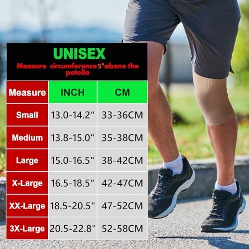 KEKING Orthopedic Brace for Tendinitis, Arthritis, ACL, MCL, Injury Recovery, Meniscus Tear, Knee Pain, Aching Knees, Patellar Tendonitis and Arthritis, Knee Compression Sleeves 2 Pack, Beige L