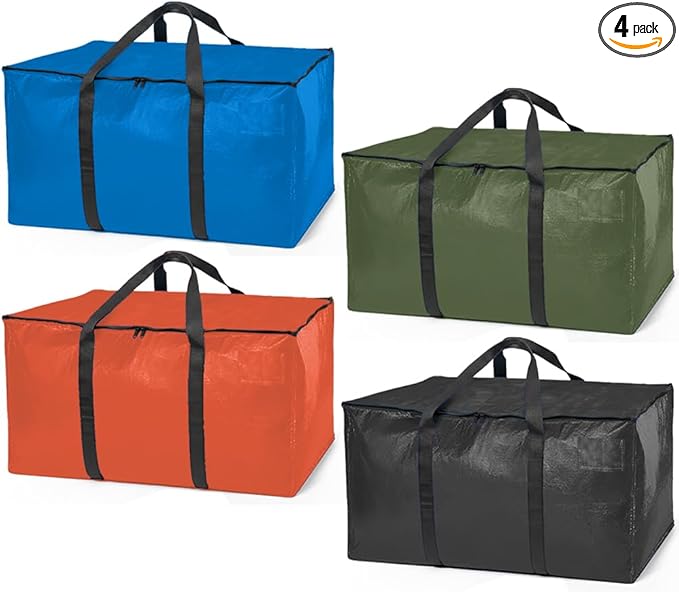 ClearSpace Heavy Duty Moving Bags or Storage Bags Ã¢ÂÂ Storage Bins with Lids, Large Moving Boxes with Backpack Straps & Zippers,Ã¢ÂÂ Packing Box & Moving Supplies for College Dorm, 4 Pack