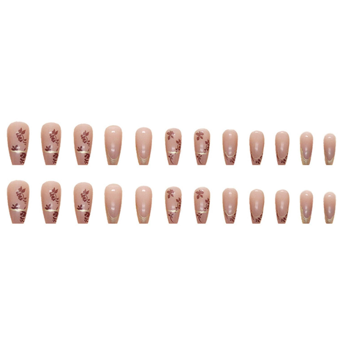 Hkanlre 3D Press on Nails Medium Fake Coffin Nails Tips Full Cover Luxury False Nails for Women and Girls 24PCS