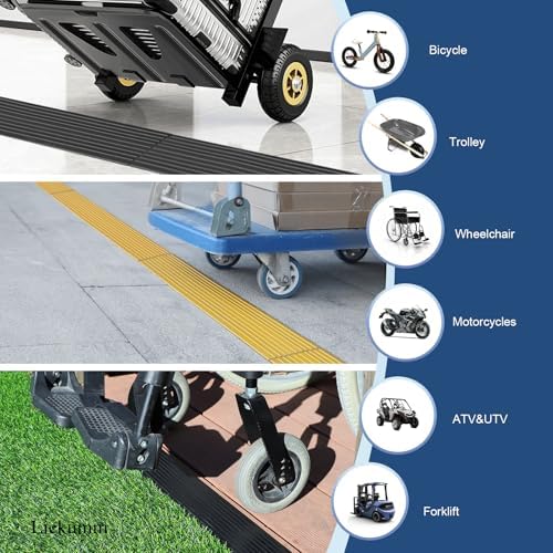 LIEKUMM 3/8" Rise PVC Threshold Ramp for Doorways, 1700 Lbs Capacity, Self-Adhesive Transition Ramp for Wheelchairs, Strollers, and Scooters, Cuttable, Black