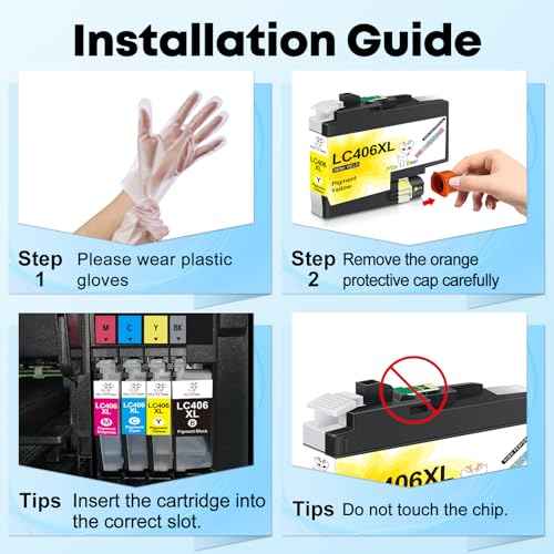 LC406 LC406XL Ink Cartridge Compatible for Brother LC406XL LC-406 High Yield, Work with Brother MFC-J4535DW MFC-J4335DW MFC-J5855DW MFC-J6555DW MFC-J6955DW Printer (Black, Cyan, Magenta, Yellow) 4 PK