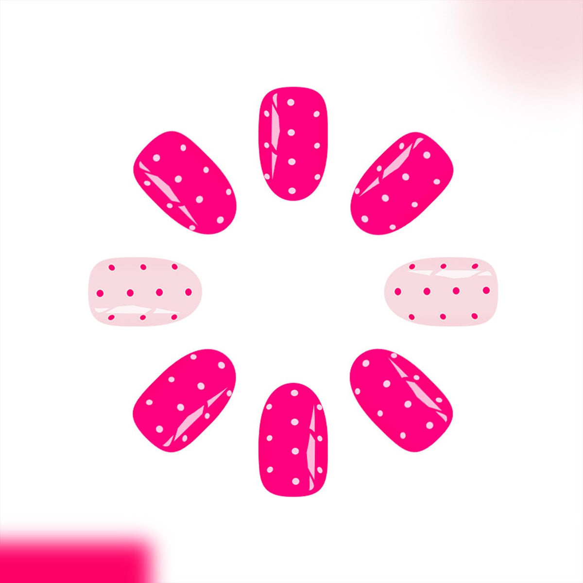 Polka Dot Press on Nails Short Oval Fake Nails with Pink Designs Short Nails Press ons Glossy Full Cover Pink Polka Dot Glue on Nails Reusable Artificial False Nails for Women Manicure