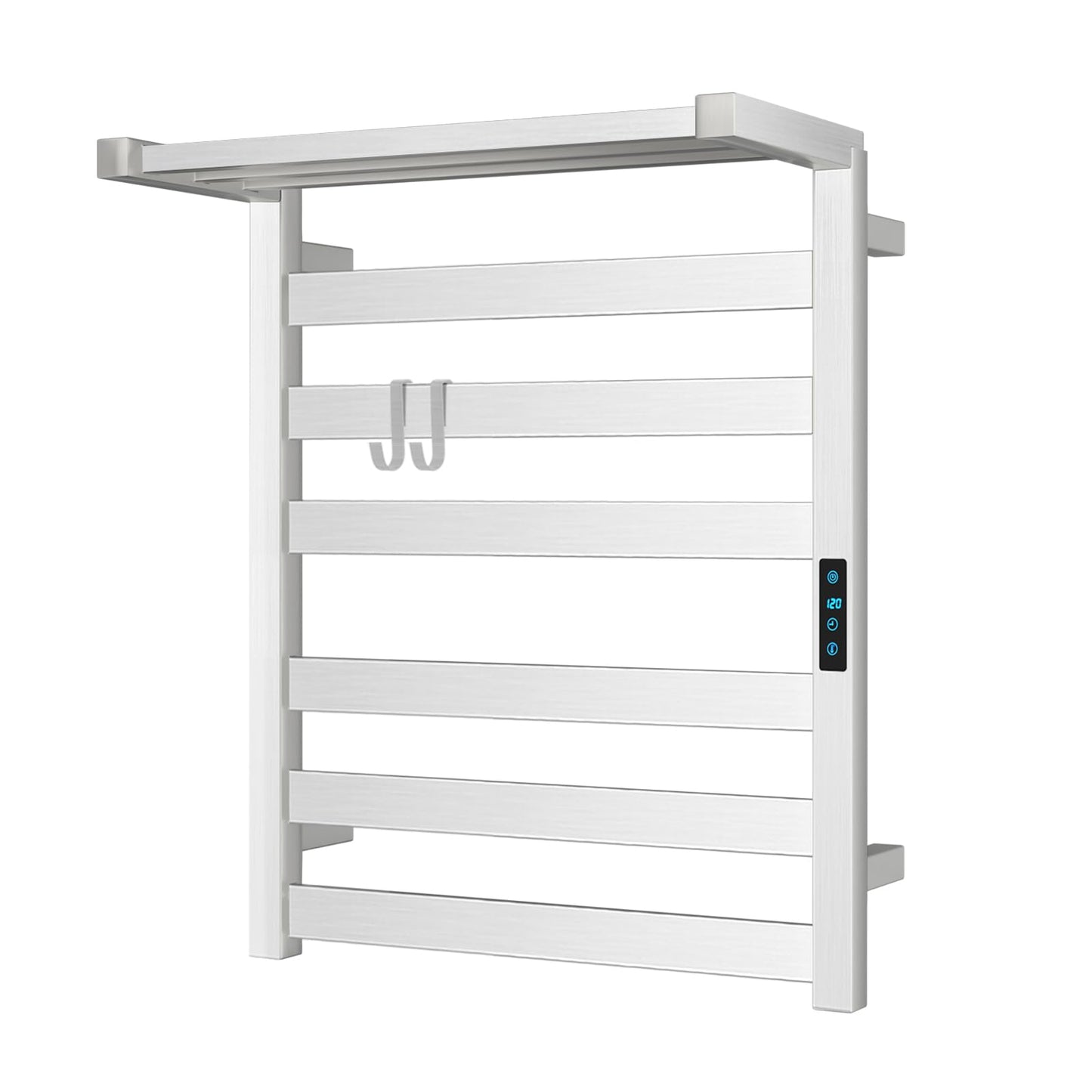 Aquatrend Towel Warmers for Bathroom, Wall-Mounted Rack with 90° Folding Towel Holder, Plug-in, Silver Nickel, Space-Saving